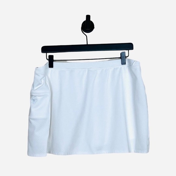 Athleta Womens Chase Athletic Skort size L White Floral Zip Pocket Stretchy - Picture 2 of 7